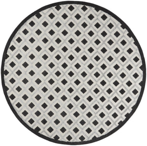 HomeRoots 8' Round Black and White Gingham Area Rug - Durable Indoor/Outdoor Design, Easy Care & Versatile Use 479425