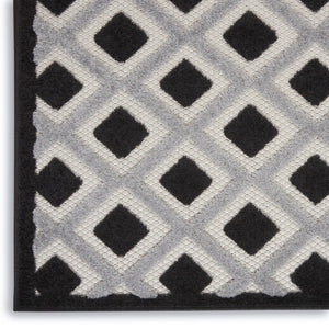 HomeRoots 9' Gingham Black and White Area Rug – Stylish, Durable, Indoor/Outdoor Decor for Any Space 479426