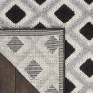 HomeRoots 9' Gingham Black and White Area Rug – Stylish, Durable, Indoor/Outdoor Decor for Any Space 479426
