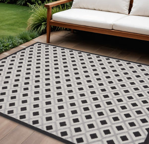 HomeRoots 10' Black and White Area Rug for Indoor and Outdoor Use – Durable, Stylish, and Easy to Clean! 479427