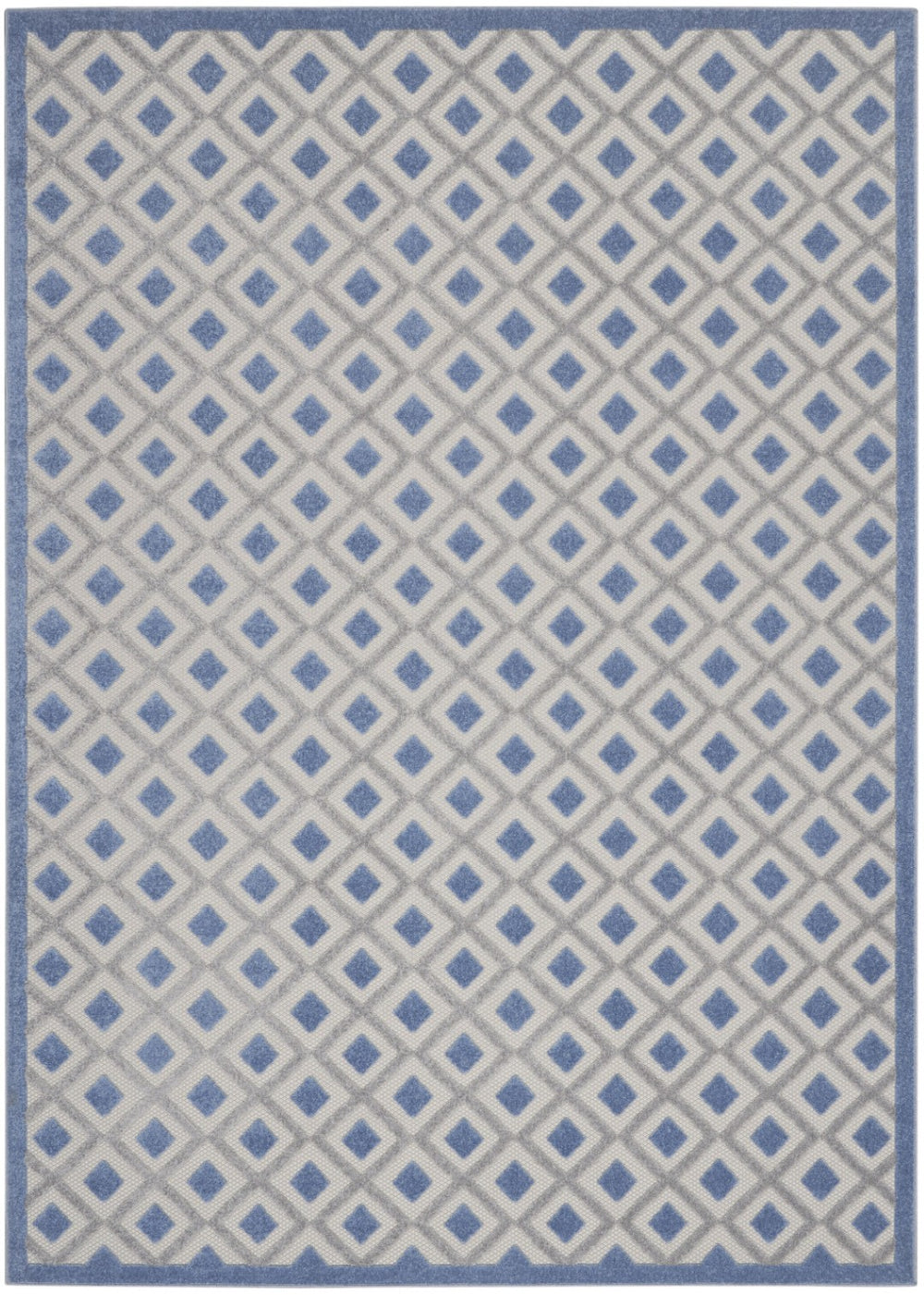 HomeRoots 12' X 15' Timeless Blue & Grey Gingham Non-Skid Area Rug for Indoor and Outdoor Spaces, Easy Care 479428