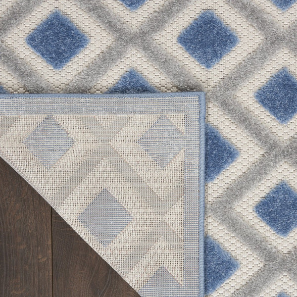 HomeRoots 9' X 12' Blue and Gray Gingham Area Rug – Durable Indoor/Outdoor Design for Versatile Living Spaces 479434