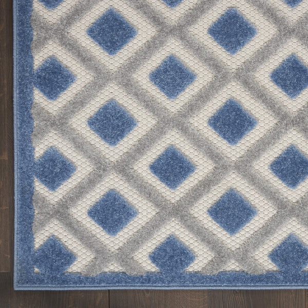 HomeRoots 9' X 12' Blue and Gray Gingham Area Rug – Durable Indoor/Outdoor Design for Versatile Living Spaces 479434