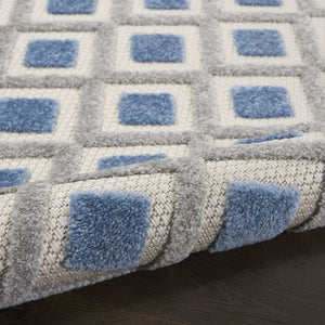 HomeRoots 9' X 12' Blue and Gray Gingham Area Rug – Durable Indoor/Outdoor Design for Versatile Living Spaces 479434