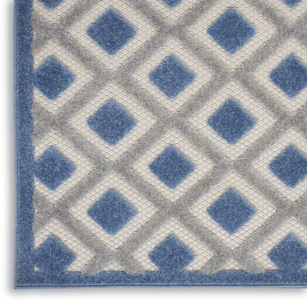 HomeRoots 9' X 12' Blue and Gray Gingham Area Rug – Durable Indoor/Outdoor Design for Versatile Living Spaces 479434