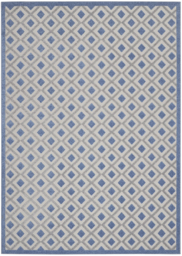 HomeRoots 9' X 12' Blue and Gray Gingham Area Rug – Durable Indoor/Outdoor Design for Versatile Living Spaces 479434