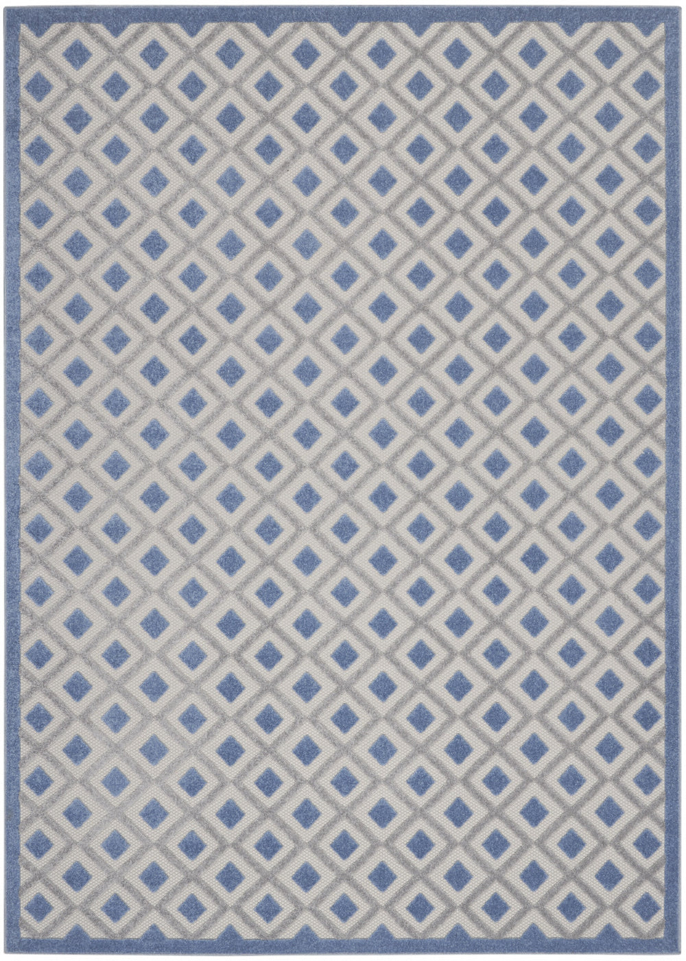 Homeroots 10' X 13' Blue And Grey Gingham Non Skid Indoor Outdoor Area Rug  Polypropylene 479435
