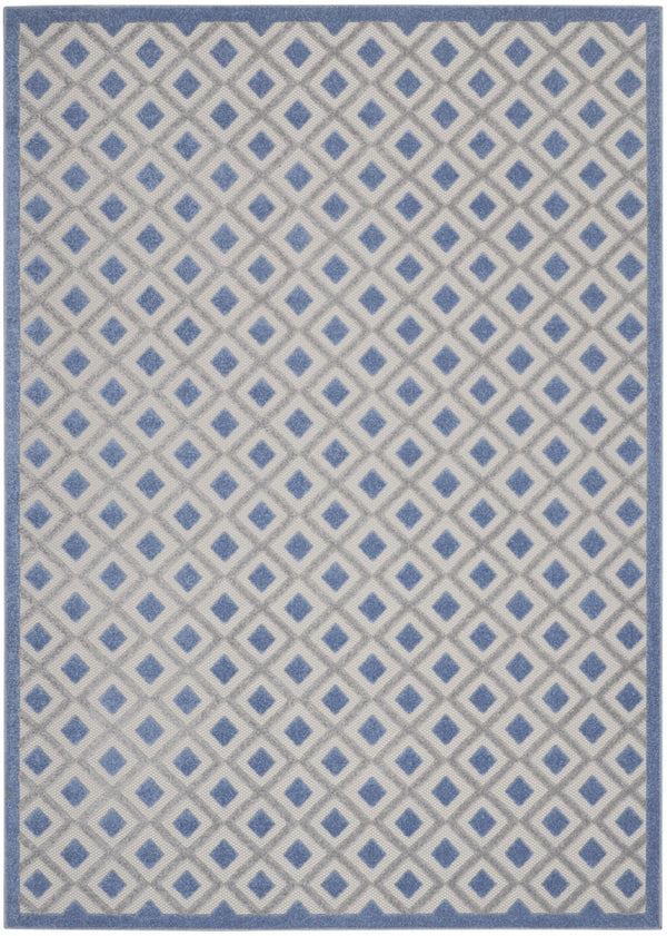 Homeroots 10' X 13' Blue And Grey Gingham Non Skid Indoor Outdoor Area Rug  Polypropylene 479435