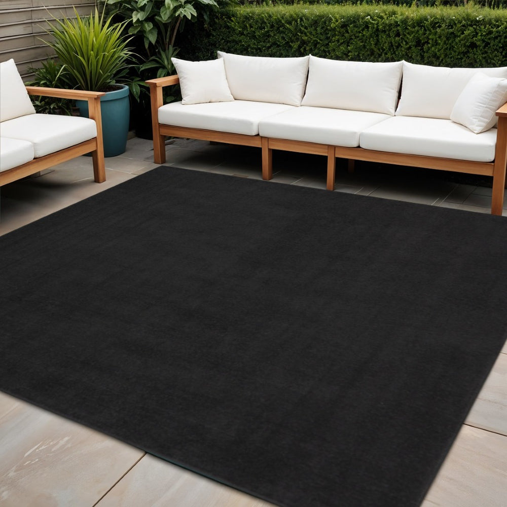 HomeRoots 7' Stylish Black Square Area Rug for Indoor & Outdoor Use - Durable, Fade-Resistant & Easy Care 479443