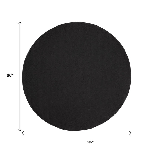 HomeRoots 8' Round Black Area Rug – Stylish, Durable Indoor/Outdoor Mat for High-Traffic Areas & Easy Care 479445