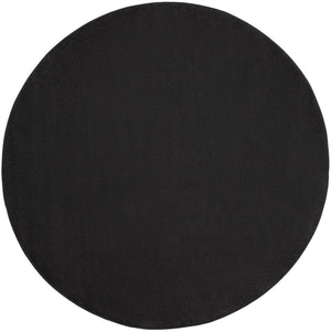 HomeRoots 8' Round Black Area Rug – Stylish, Durable Indoor/Outdoor Mat for High-Traffic Areas & Easy Care 479445