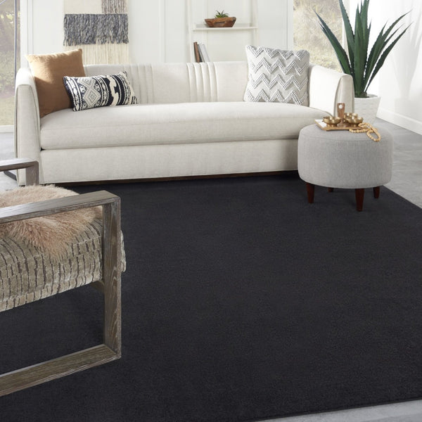 HomeRoots 8' X 10' Versatile Black Stain Resistant Area Rug for Indoor and Outdoor Use - Easy Care & Durable 479446