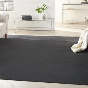 HomeRoots 9' Black Square Area Rug - Durable Indoor/Outdoor Design, Pet-Friendly, Easy-Care & Modern Style 479447