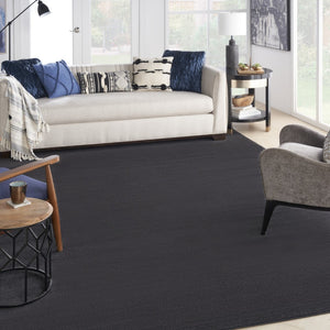 HomeRoots 9' X 12' Black Stain Resistant Area Rug - Chic Indoor/Outdoor Design, Durable & Easy to Clean! 479448