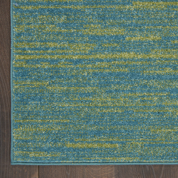 Homeroots 10' X 14' Blue And Green Striped Non Skid Indoor Outdoor Area Rug  Polypropylene 479449