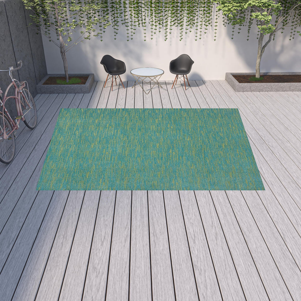 Homeroots 10' X 14' Blue And Green Striped Non Skid Indoor Outdoor Area Rug  Polypropylene 479449