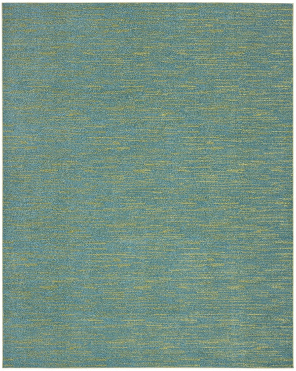 HomeRoots 10' Colorful Blue and Green Indoor/Outdoor Area Rug - Durable, Low-Pile, Easy-Care, Versatile Design 479449