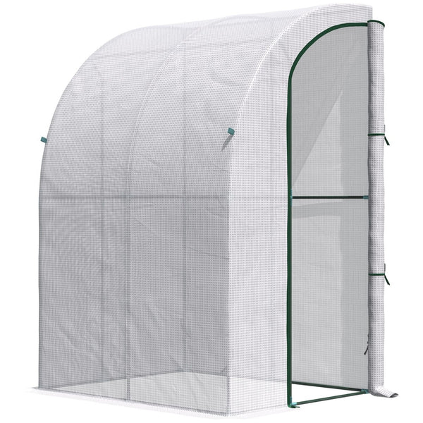 English Elm Outdoor Lean to Walk in Greenhouse with Polyethylene Cover for Year Round Growing T3971P388025