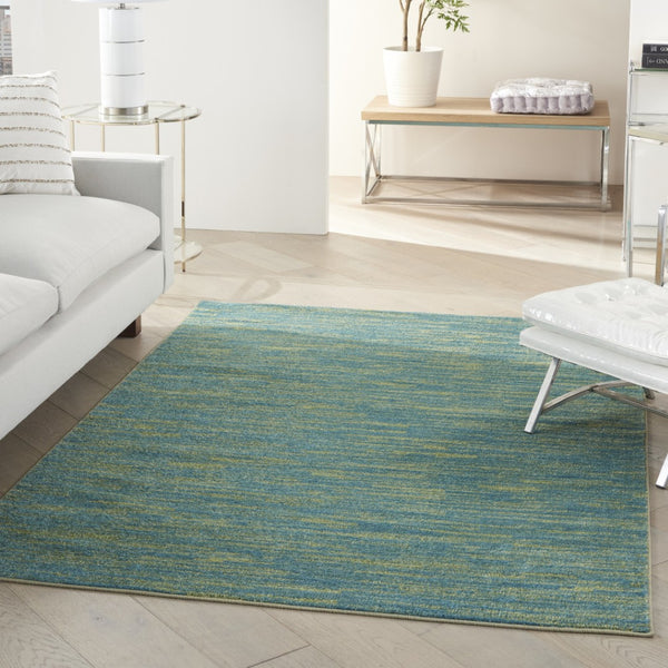 HomeRoots 6' Vibrant Blue and Green Indoor Outdoor Area Rug - Durable, Stylish, Easy Care for Any Space! 479455