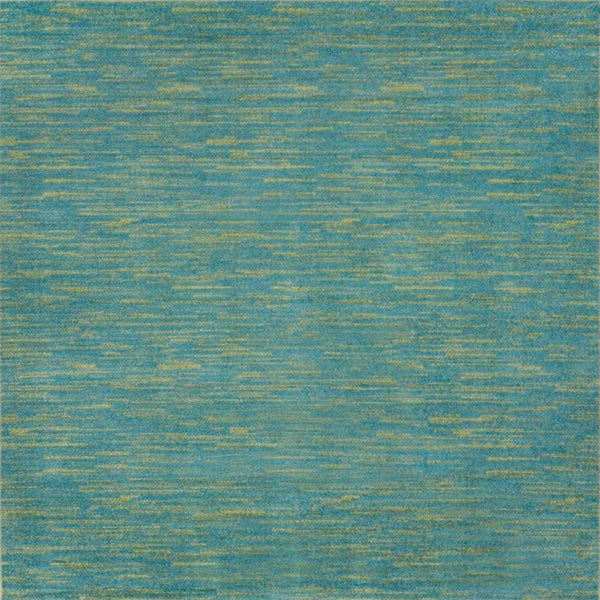 Homeroots 7' X 7' Blue And Green Square Striped Non Skid Indoor Outdoor Area Rug  Polypropylene 479456