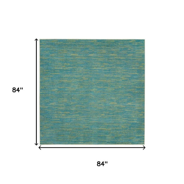 HomeRoots 7' Blue and Green Square Area Rug – Vibrant, Durable Design for Indoor & Outdoor Spaces, Pet Friendly 479456