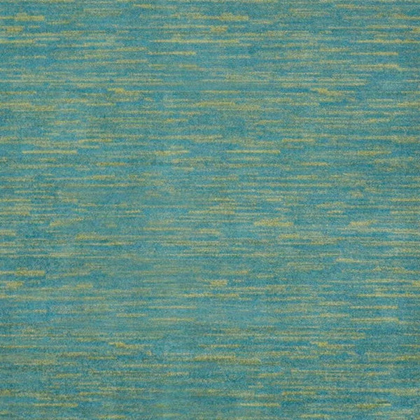 Homeroots 7' X 7' Blue And Green Square Striped Non Skid Indoor Outdoor Area Rug  Polypropylene 479456