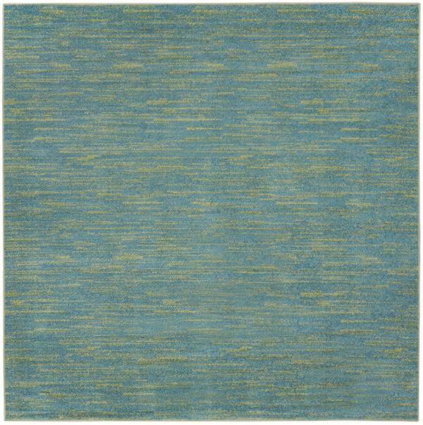HomeRoots 7' Blue and Green Square Area Rug – Vibrant, Durable Design for Indoor & Outdoor Spaces, Pet Friendly 479456