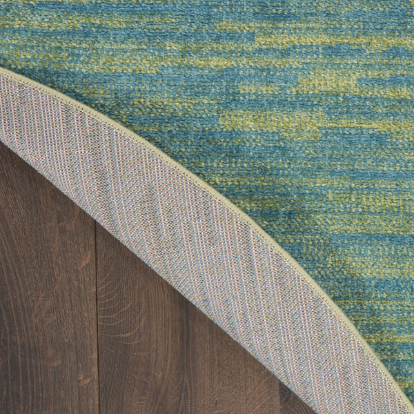 HomeRoots 8' Round Indoor Outdoor Area Rug in Vibrant Blue & Green - Durable, Soft, Non-Slip Design for All Spaces 479458