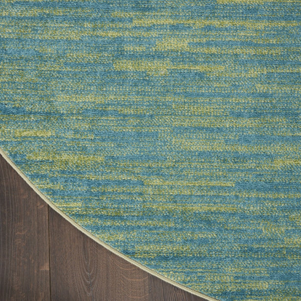 HomeRoots 8' Round Indoor Outdoor Area Rug in Vibrant Blue & Green - Durable, Soft, Non-Slip Design for All Spaces 479458