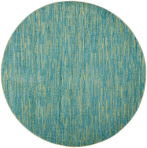 Homeroots 8' X 8' Blue And Green Round Striped Non Skid Indoor Outdoor Area Rug  Polypropylene 479458