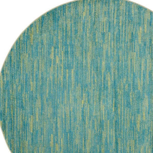 Homeroots 8' X 8' Blue And Green Round Striped Non Skid Indoor Outdoor Area Rug  Polypropylene 479458