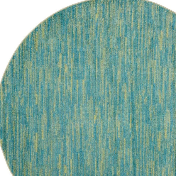 Homeroots 8' X 8' Blue And Green Round Striped Non Skid Indoor Outdoor Area Rug  Polypropylene 479458