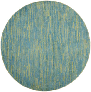 Homeroots 8' X 8' Blue And Green Round Striped Non Skid Indoor Outdoor Area Rug  Polypropylene 479458