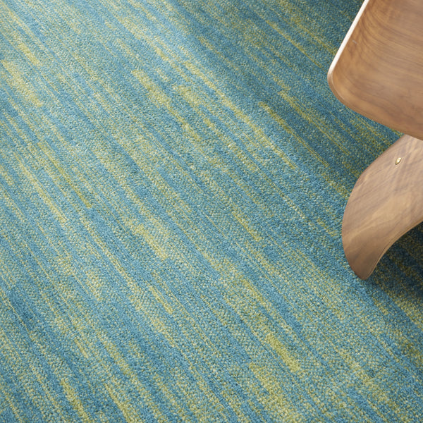 Homeroots 8' X 8' Blue And Green Round Striped Non Skid Indoor Outdoor Area Rug  Polypropylene 479458