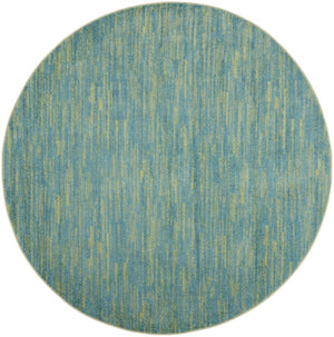 HomeRoots 8' Round Indoor Outdoor Area Rug in Vibrant Blue & Green - Durable, Soft, Non-Slip Design for All Spaces 479458