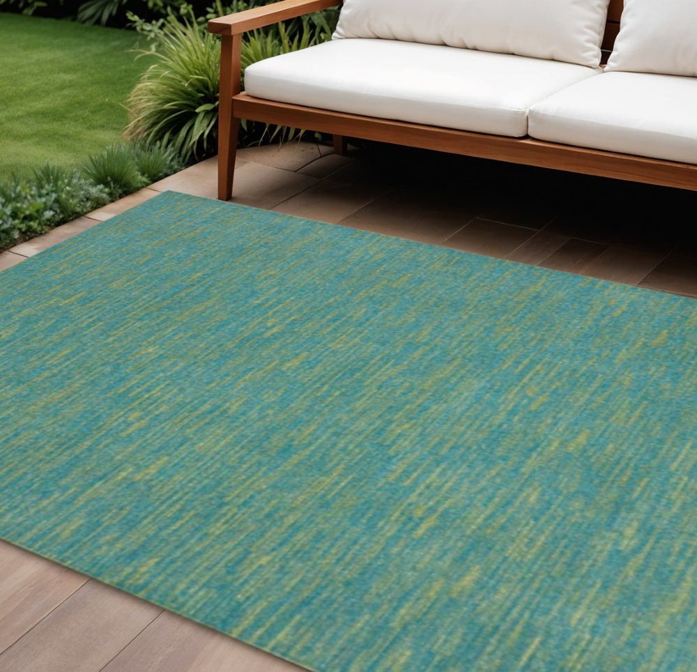 HomeRoots 8' X 10' Blue and Green Weather-Resistant Area Rug for Indoor and Outdoor Spaces, Easy Care & Durable 479459