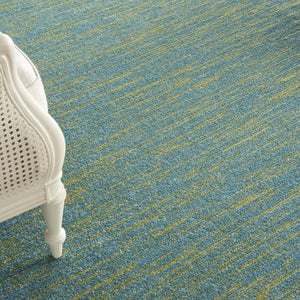HomeRoots 8' X 10' Blue and Green Weather-Resistant Area Rug for Indoor and Outdoor Spaces, Easy Care & Durable 479459