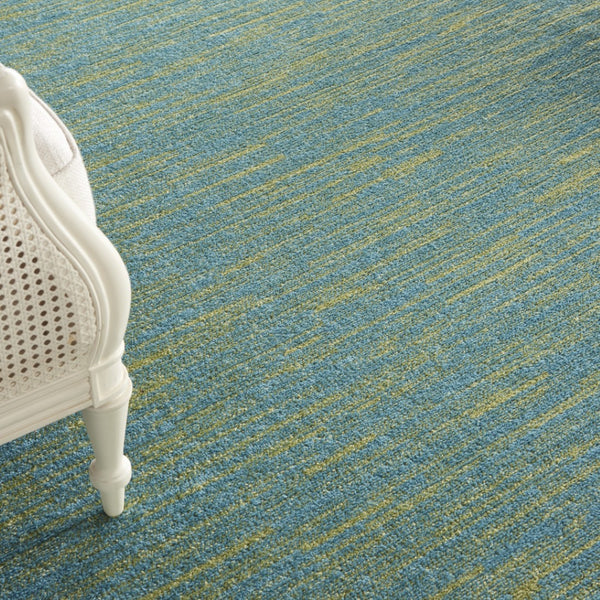 HomeRoots 8' X 10' Blue and Green Weather-Resistant Area Rug for Indoor and Outdoor Spaces, Easy Care & Durable 479459