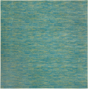 Homeroots 9' X 9' Blue And Green Square Striped Non Skid Indoor Outdoor Area Rug  Polypropylene 479460