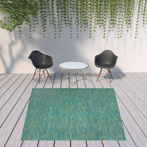 Homeroots 9' X 9' Blue And Green Square Striped Non Skid Indoor Outdoor Area Rug  Polypropylene 479460