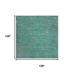 HomeRoots 9' Vibrant Blue and Green Indoor Outdoor Area Rug - Durable, Low-Pile Design for Any Space! 479460