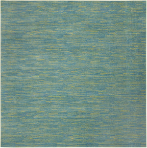Homeroots 9' X 9' Blue And Green Square Striped Non Skid Indoor Outdoor Area Rug  Polypropylene 479460