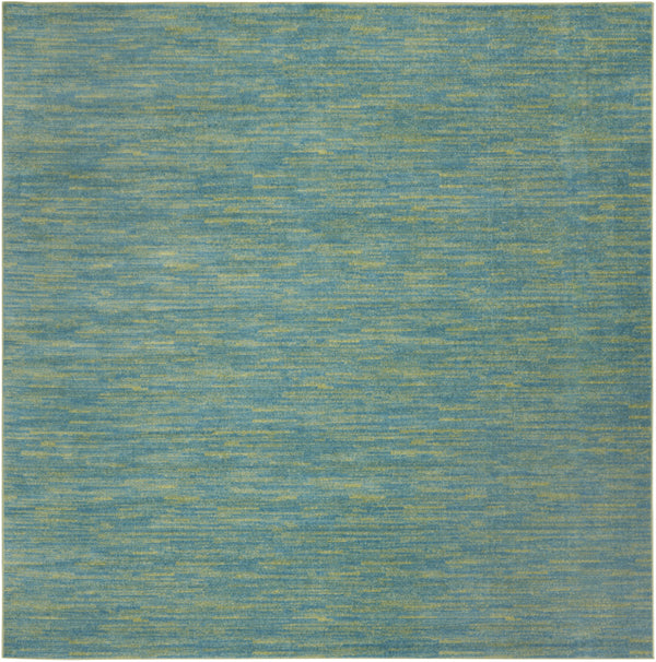 Homeroots 9' X 9' Blue And Green Square Striped Non Skid Indoor Outdoor Area Rug  Polypropylene 479460