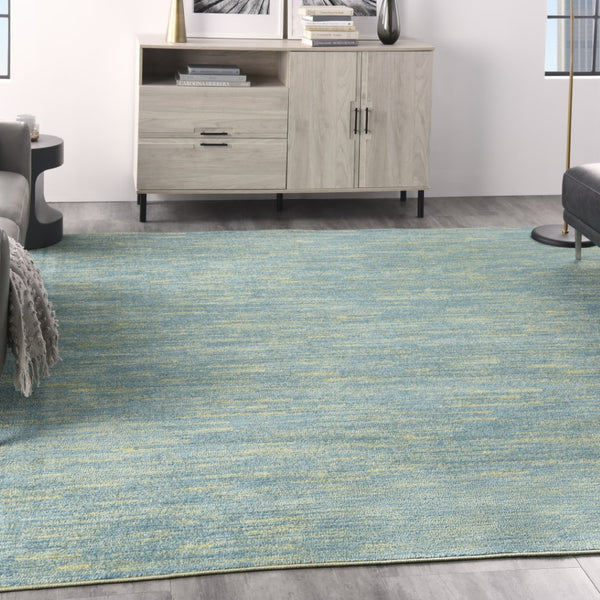 HomeRoots 9' Vibrant Blue and Green Indoor Outdoor Area Rug - Durable, Low-Pile Design for Any Space! 479460