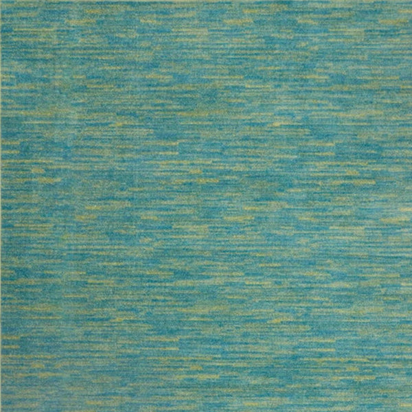 Homeroots 9' X 9' Blue And Green Square Striped Non Skid Indoor Outdoor Area Rug  Polypropylene 479460