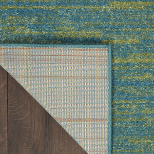 Homeroots 9' X 12' Blue And Green Striped Non Skid Indoor Outdoor Area Rug  Polypropylene 479461