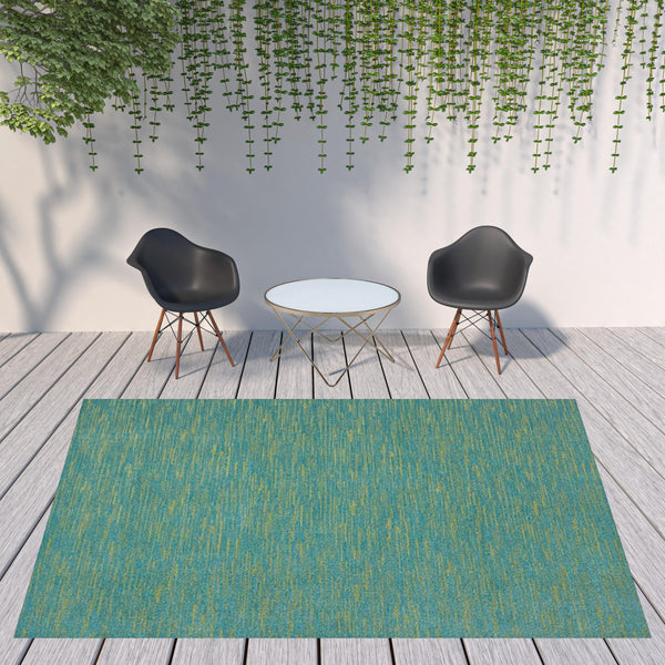 Homeroots 9' X 12' Blue And Green Striped Non Skid Indoor Outdoor Area Rug  Polypropylene 479461