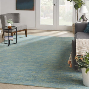 HomeRoots 9' Blue and Green Indoor Outdoor Area Rug - Durable, Easy-Care, Versatile for Homes and Patios 479461