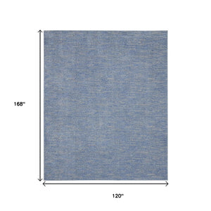 HomeRoots 10' Indoor Outdoor Area Rug - Blue & Gray Low-Pile Design for Patios, Kitchens & High-Traffic Spaces 479462