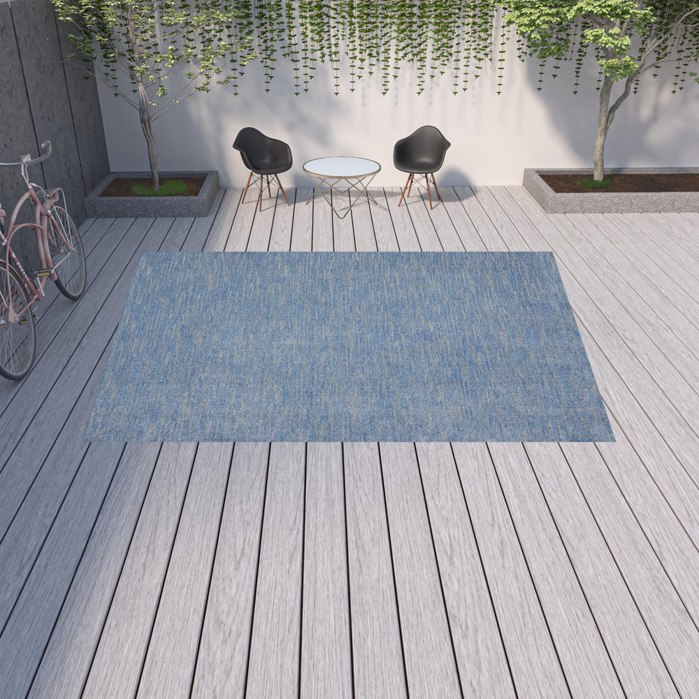 Homeroots 10' X 14' Blue And Grey Striped Non Skid Indoor Outdoor Area Rug  Polypropylene 479462
